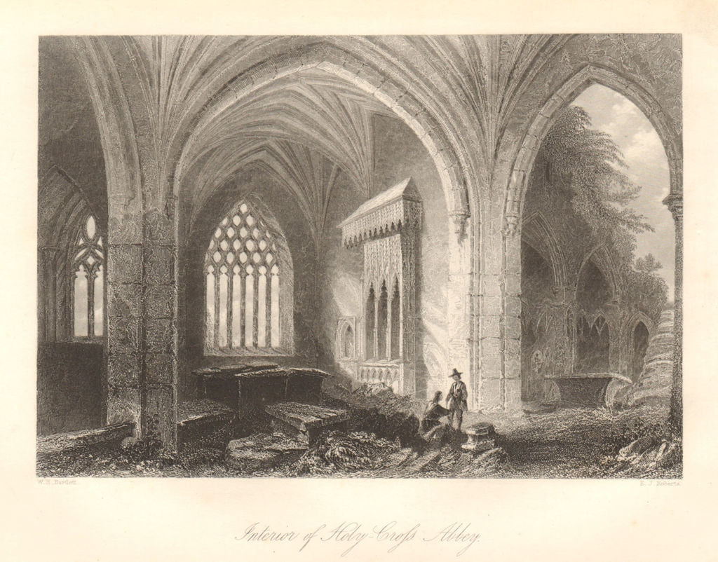 Interior of the Holy Cross Abbey, Holycross, Tipperary. Ireland 1843 old print